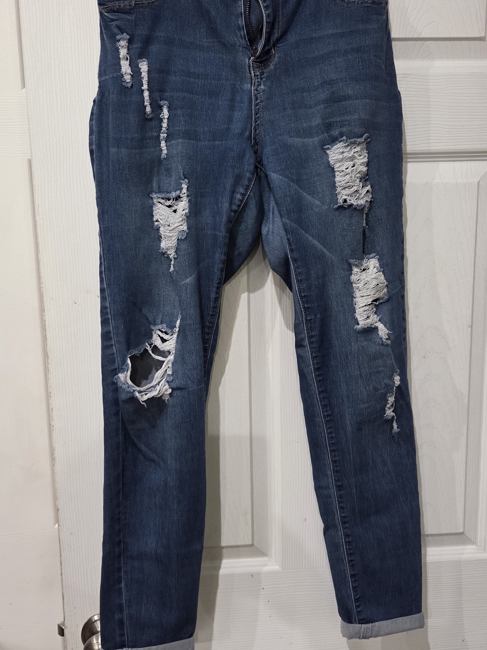 Hot Kiss Dark Blue Distressed Boyfriend Jeans